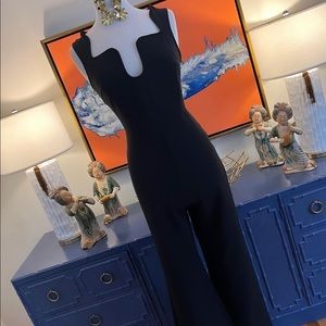 Black Jumpsuit with Geometric Neckline